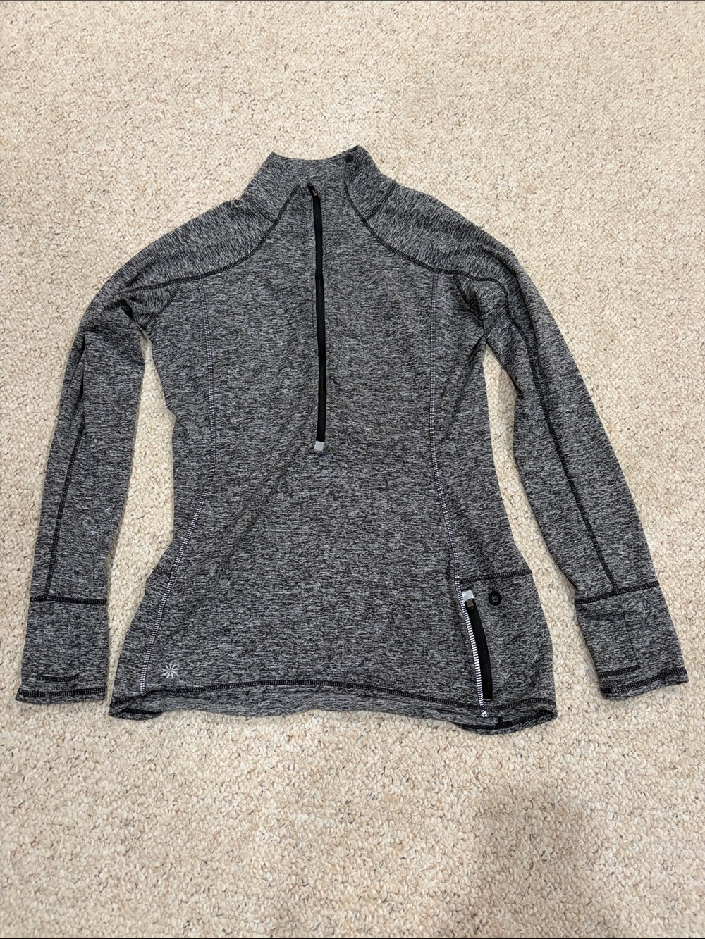 Athleta Gray Heather Half-Zip Performance Pullover